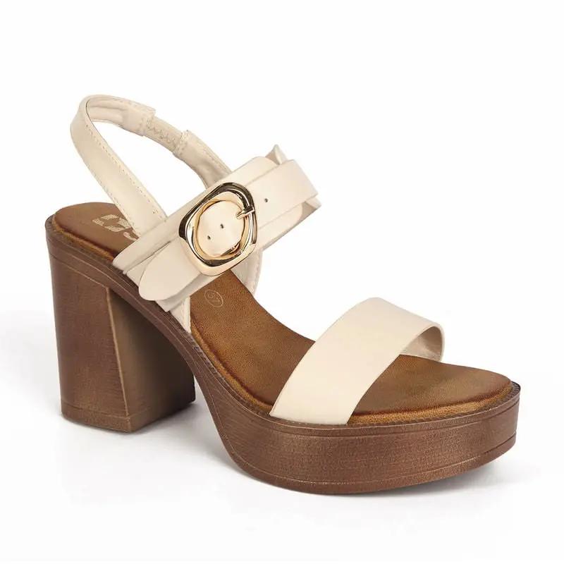 SANDALIA MUJER STHEF CASUAL CREMA 7858 Sthef