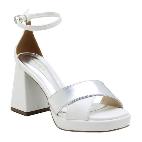 Sandalia Vestir Mujer 20245-05 42845 Branco/ Prata Mikaela Mikaela