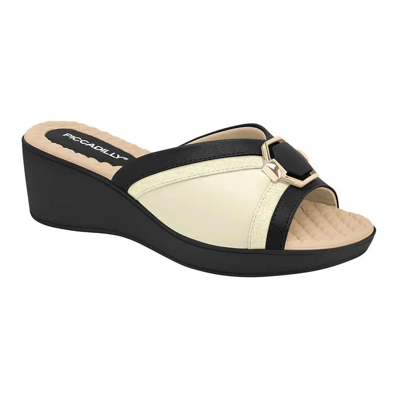 SANDALIA MUJER PICCADILLY CASUAL PRETO/NATURAL/OFF WHITE 54038100000008 Piccadilly