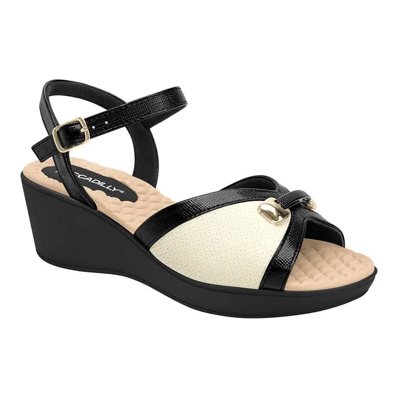 SANDALIA MUJER PICCADILLY CASUAL PRETO OFF WHITE 54038300000001 Piccadilly