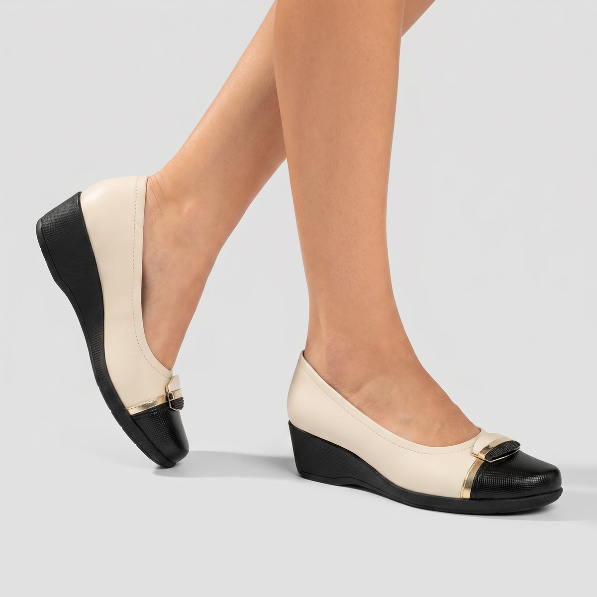 ZAPATO JOANETE MUJER PICCADILLY OFF WHITE/OURO/PRETO 14326100000001