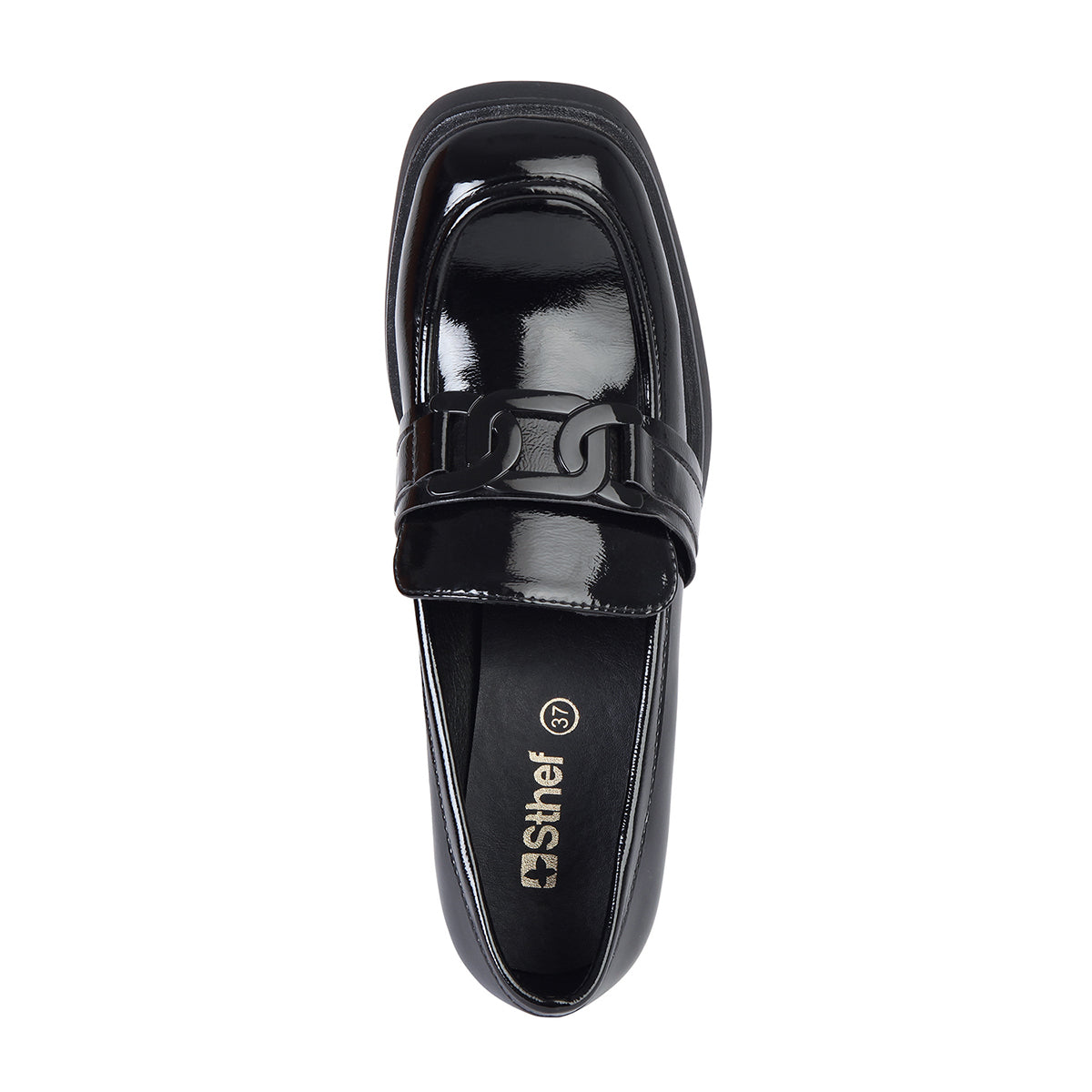 MOCASIN MUJER STHEF NEGRO CHAROL 7936