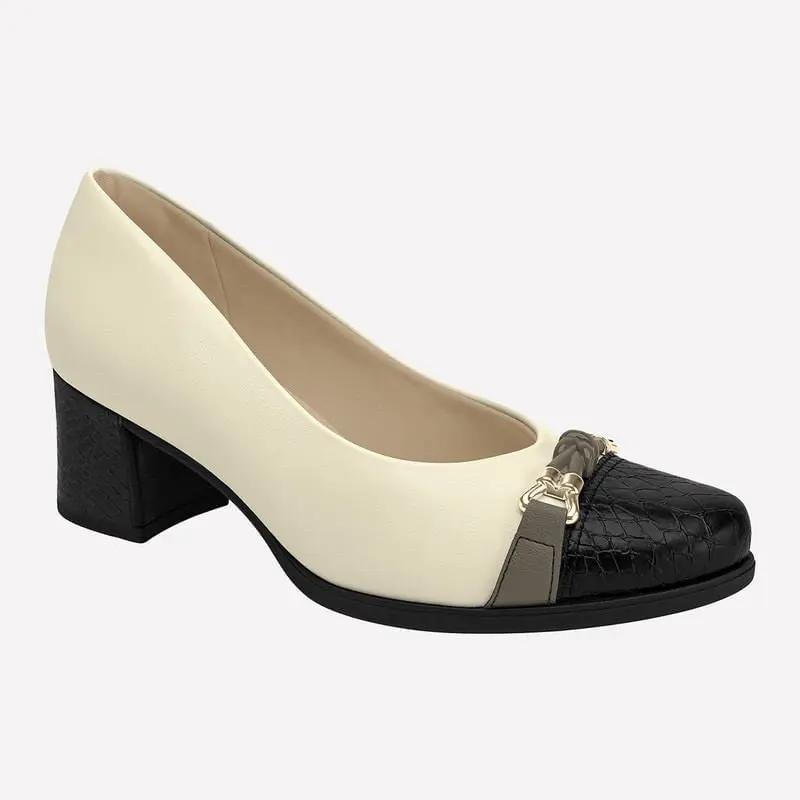 Mocasine Vestir Mujer 654046 OFF WHITE/PRETO/TAUPE