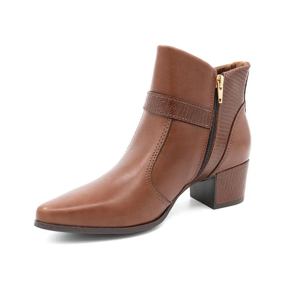 Botín de Cuero Stretch Pinhao/lizard Pegada