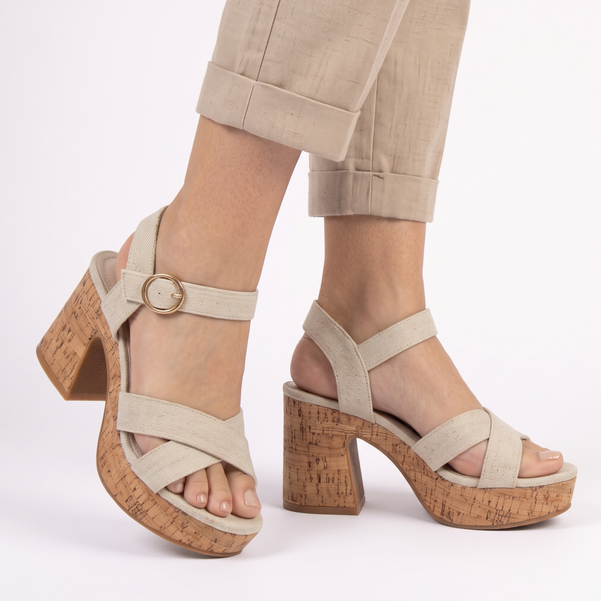 SANDALIA MUJER STHEF CASUAL BEIGE 8046