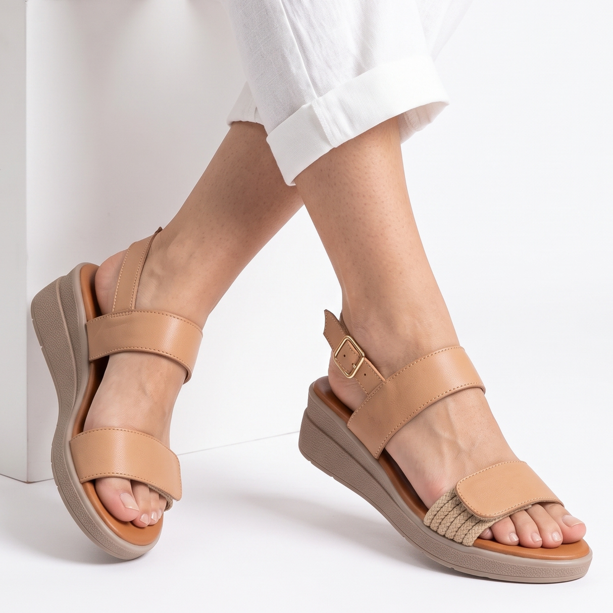 SANDALIA MUJER STHEF CASUAL BEIGE 8013