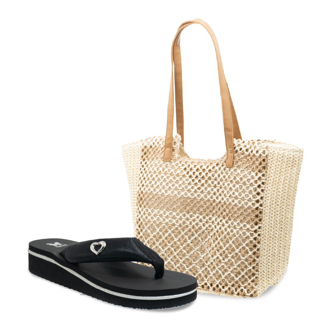 PACK PLAYERO CARTERA + SANDALIA 8202 NEGRO