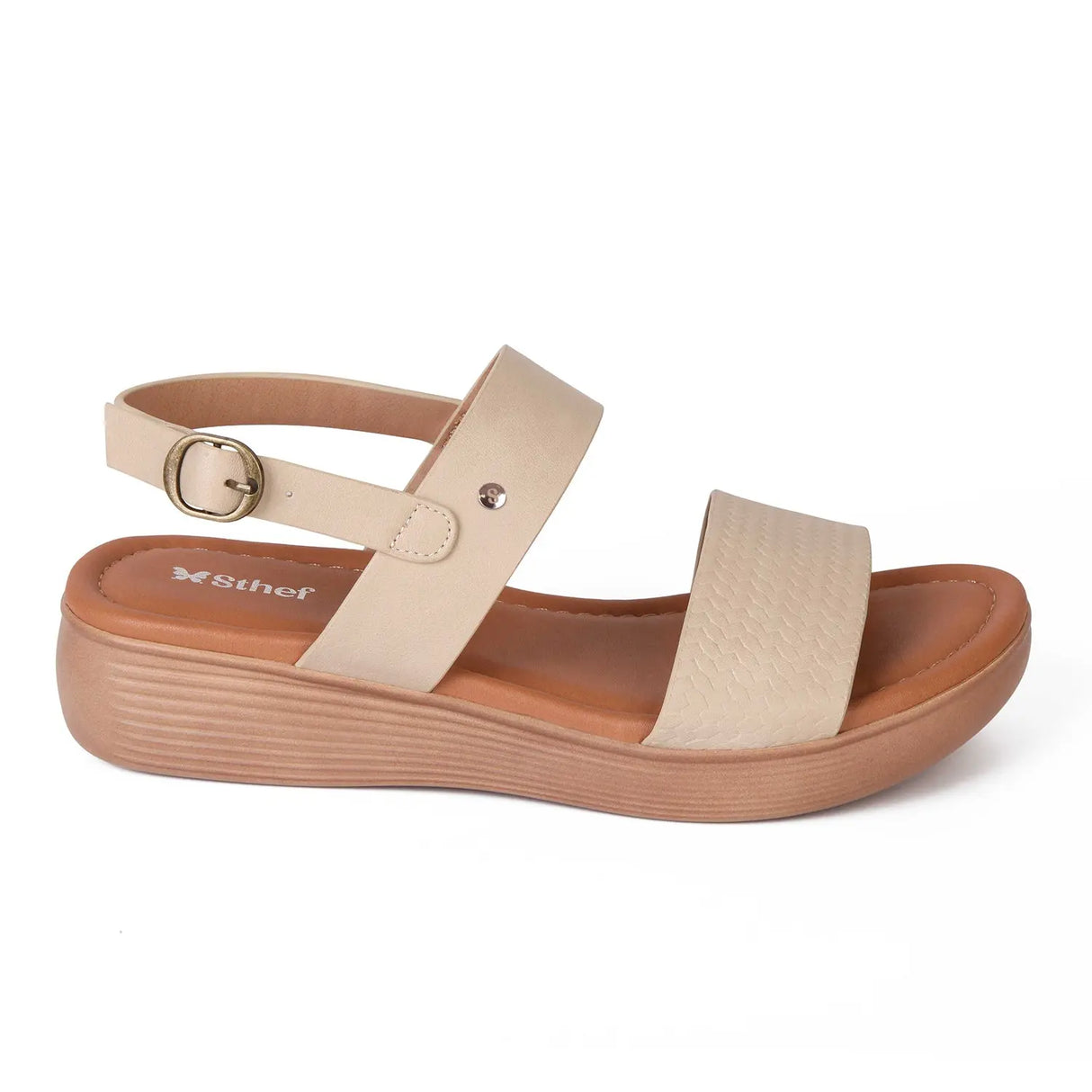 SANDALIA MUJER STHEF CASUAL BEIGE 8000