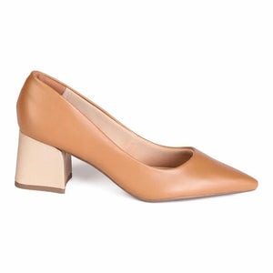 Zapato Vestir Mujer 20462-01 Capuccino/Dourado Mikaela