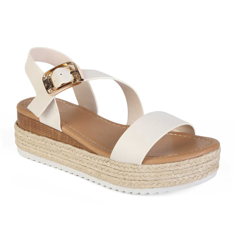 Sandalia Plataforma Moda Mujer 8043 BEIGE