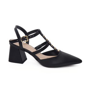 Zapato Vestir Mujer 20253-02 40502 Preto/Ouro Mikaela