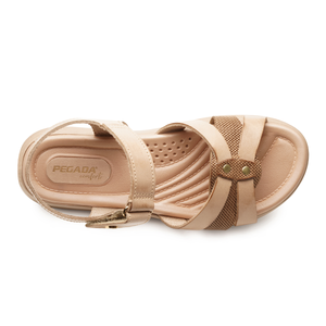 SANDALIA MUJER PEGADA CASUAL CREME/WHISKY 232818-01