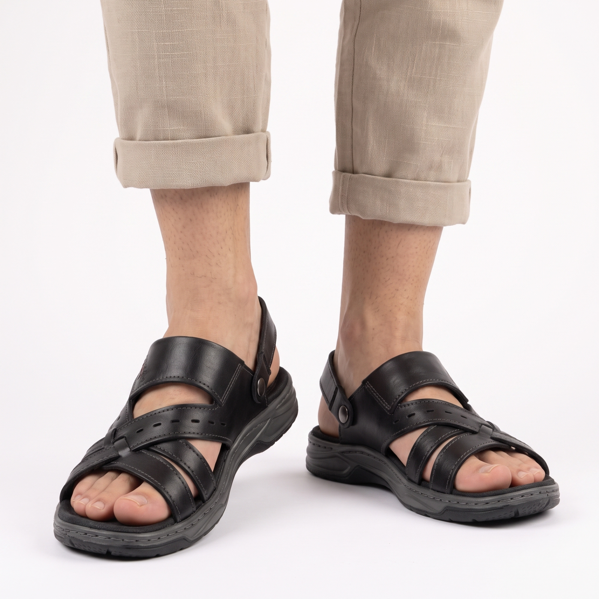 SANDALIA HOMBRE PEGADA PEGADA CASUAL PRETO 132203-06