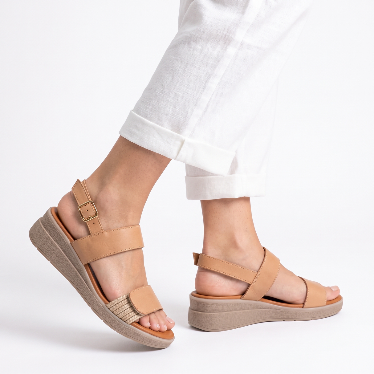 SANDALIA MUJER STHEF CASUAL BEIGE 8013