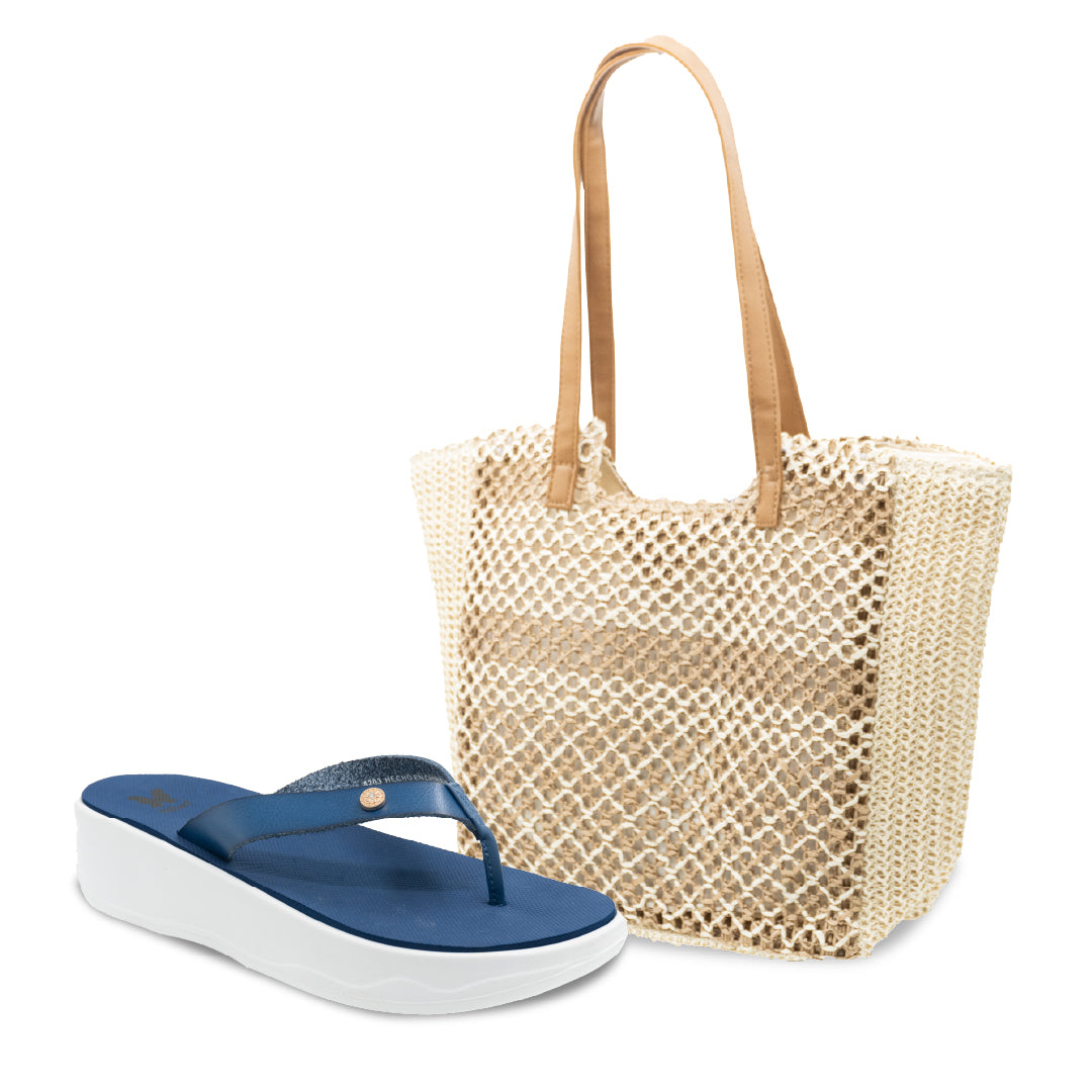 PACK PLAYERO CARTERA + SANDALIA 8203 AZUL
