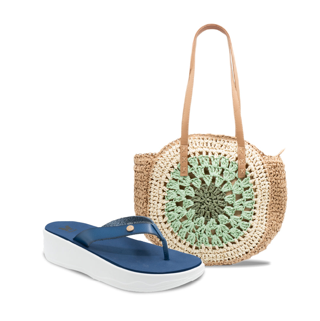 PACK PLAYERO CARTERA + SANDALIA 8203 AZUL