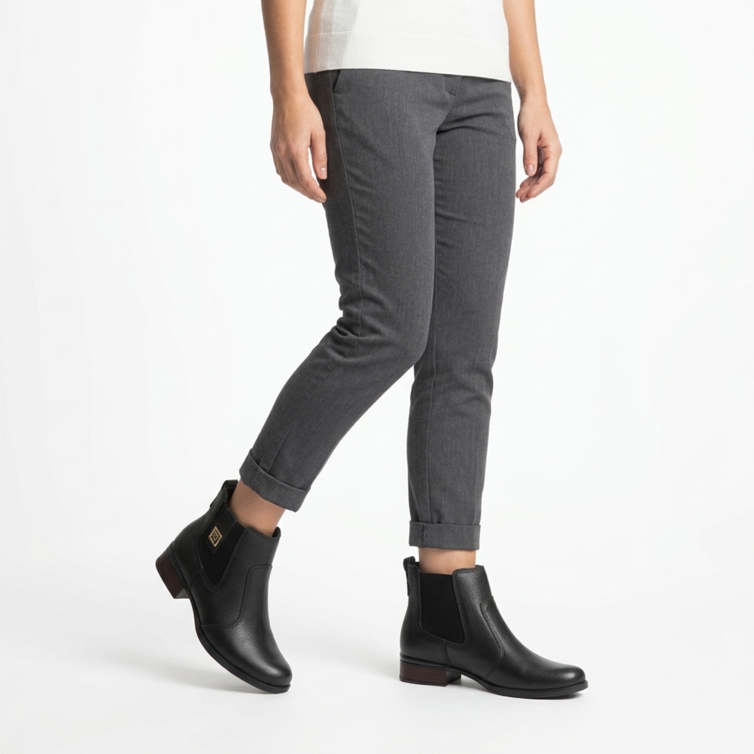 BOTIN MUJER PEGADA CUERO CASUAL PRETO 282003-11