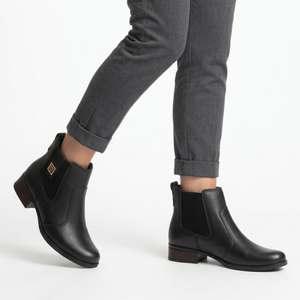 BOTIN MUJER PEGADA CUERO CASUAL PRETO 282003-11