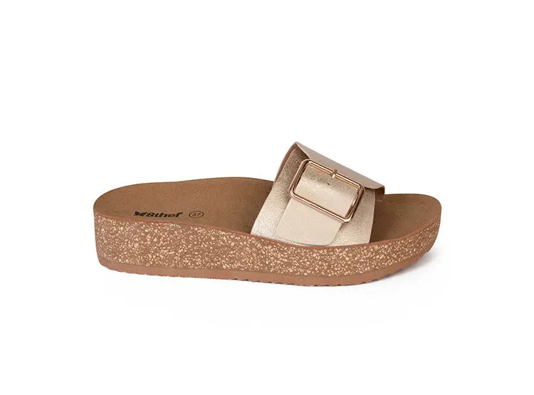 SANDALIA MUJER STHEF CASUAL DORADO 8019