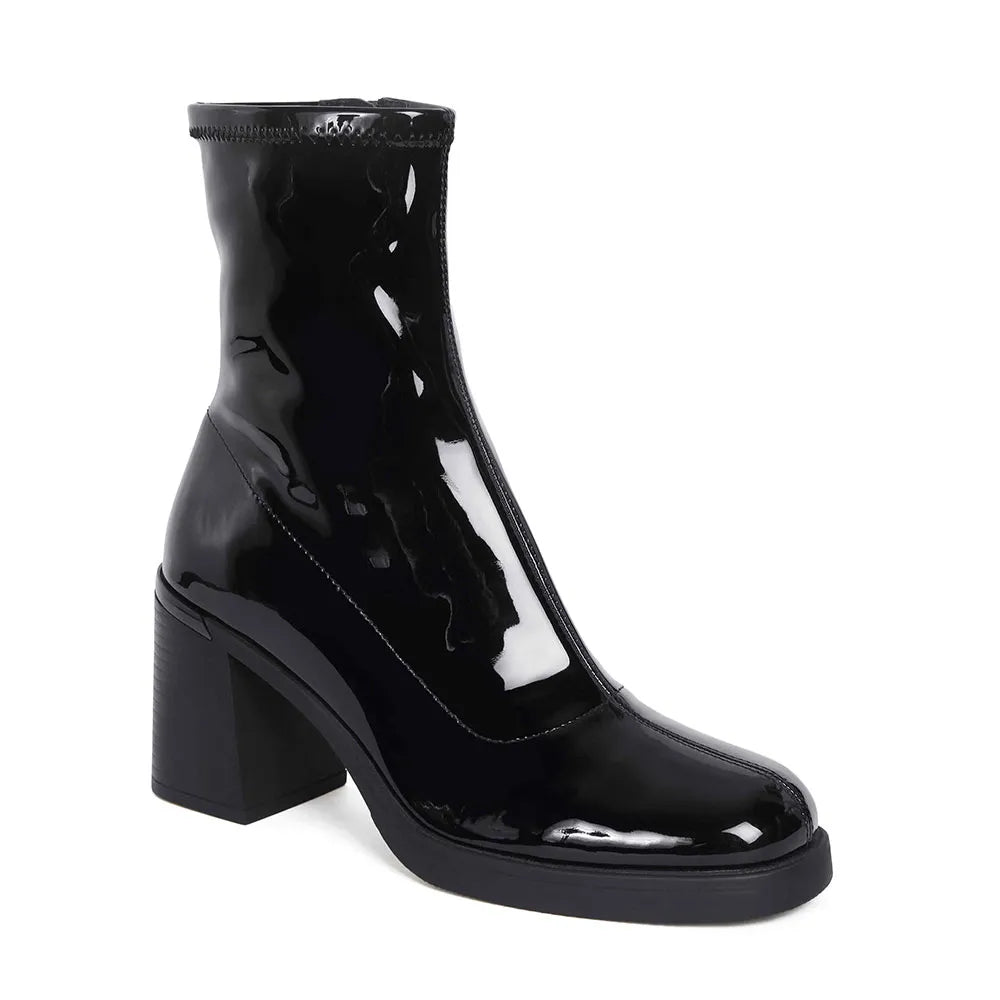 Botines de Vestir Mujer Color Negro Con Taco 8cm 1128760
