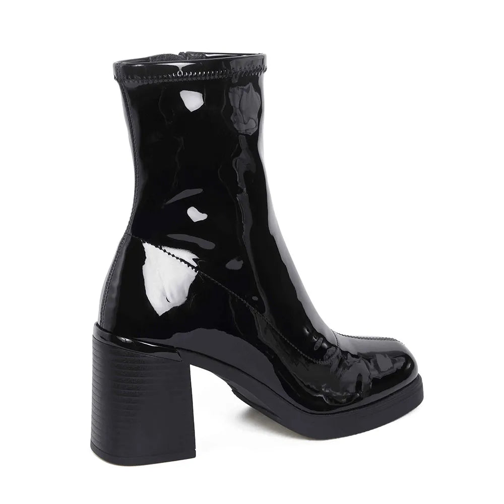 Botines de Vestir Mujer Color Negro Con Taco 8cm 1128760