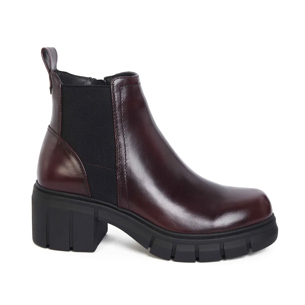 Botines Casuales Mujer Color Vino Con Taco 6.5cm 1128691