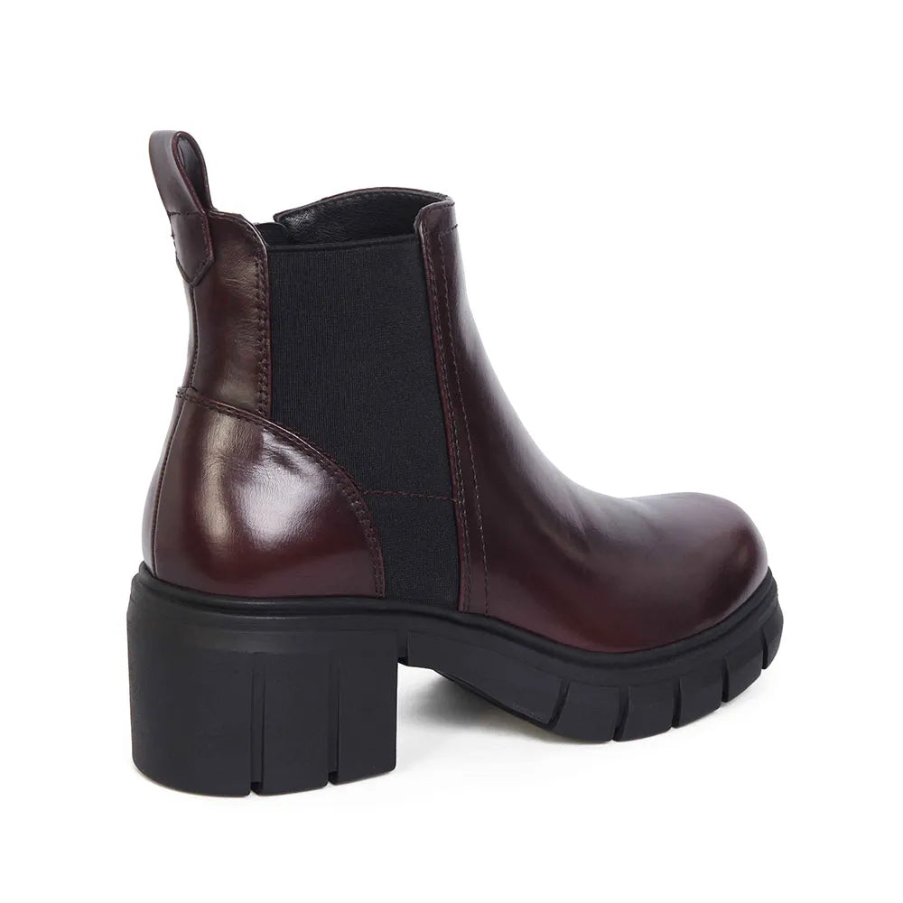 Botines Casuales Mujer Color Vino Con Taco 6.5cm 1128691