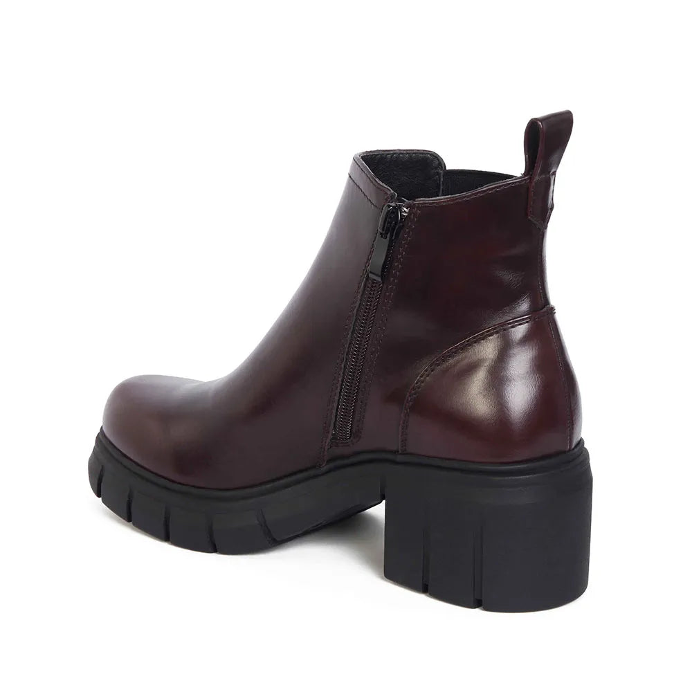 Botines Casuales Mujer Color Vino Con Taco 6.5cm 1128691