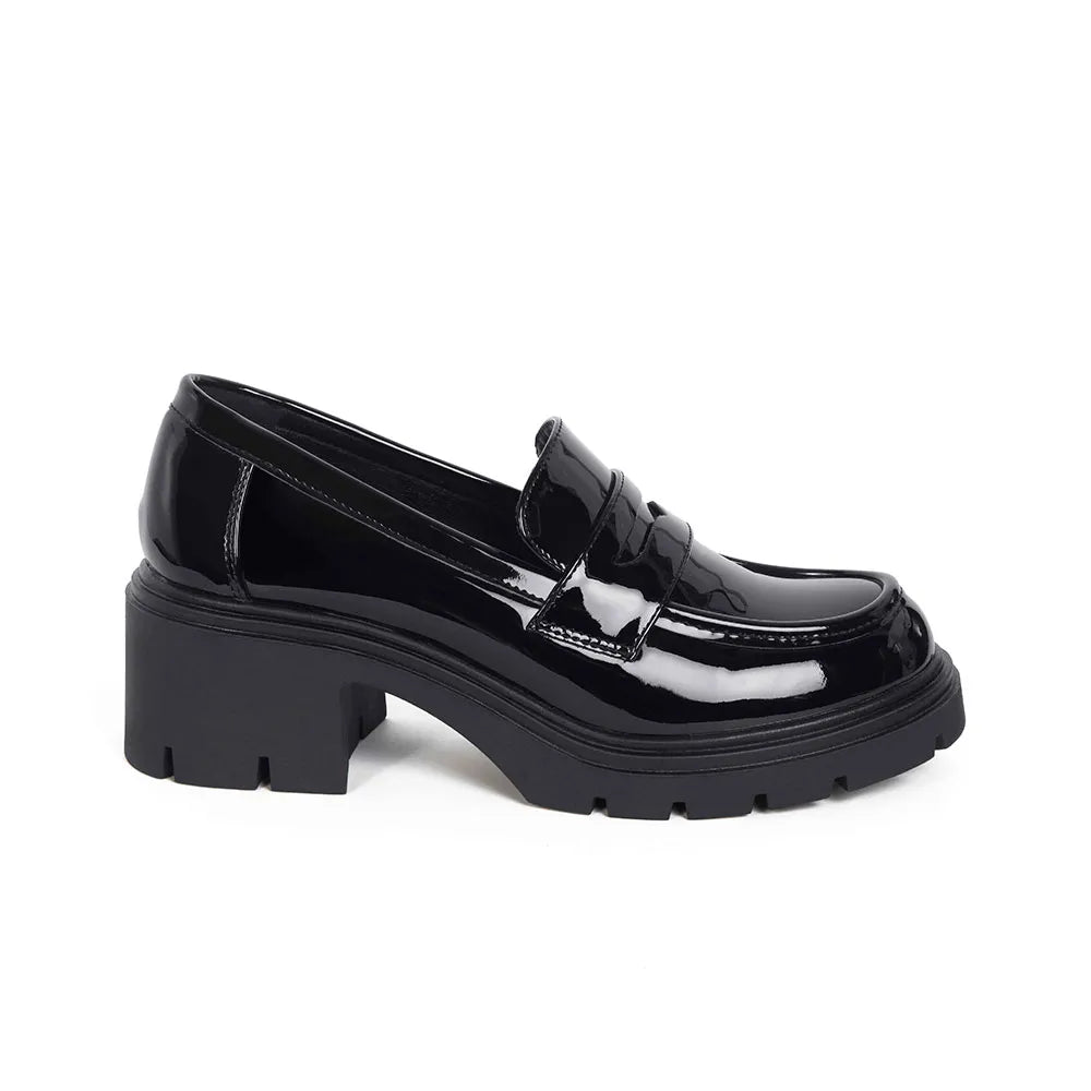 Mocasines Mujer Negro Charol con Taco 6cm 1128874